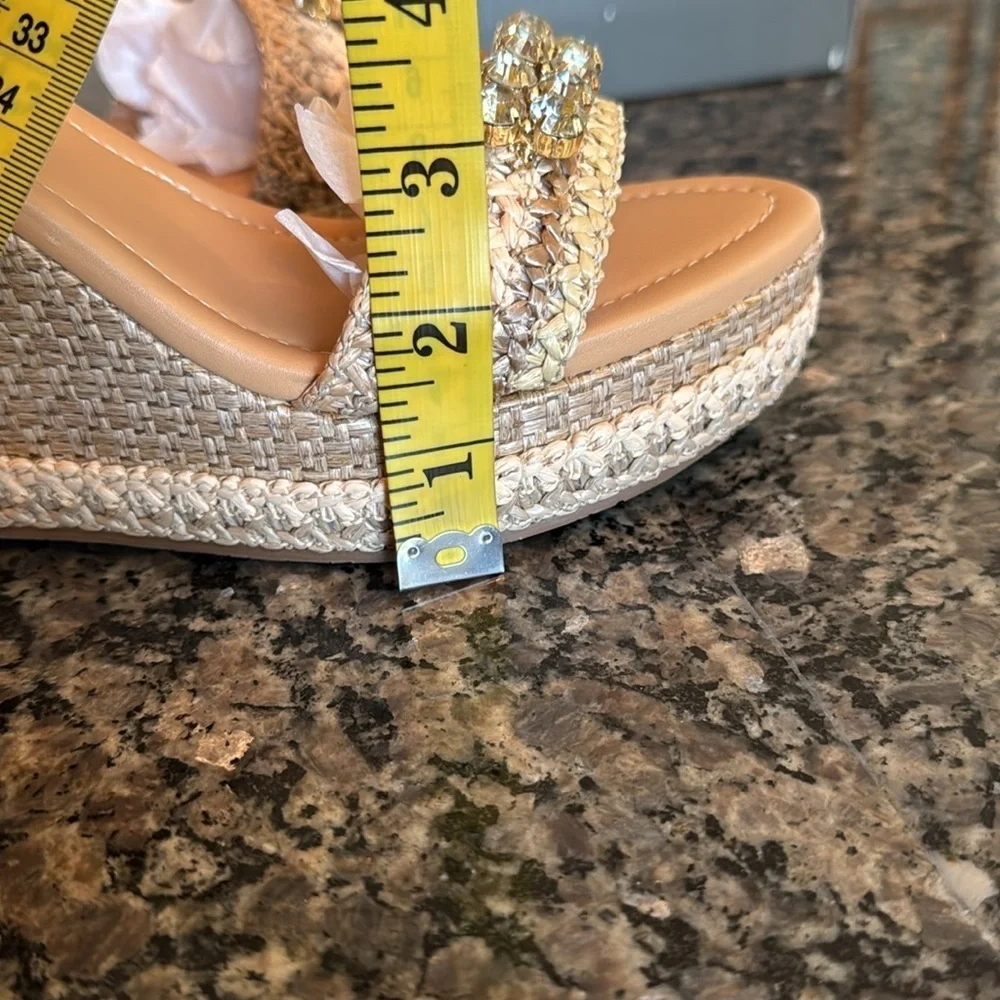 Arezzo Women's Tan Wedge platform Sandals NIB 9